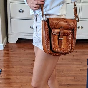 Vintage handmade leather crossbody
